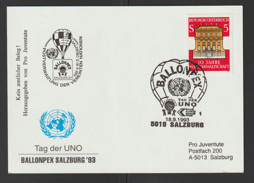 Ballonpostflug pro juventute - -,