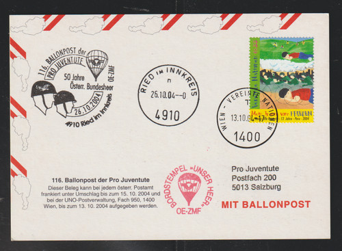 Ballonpostflug pro juventute - -,